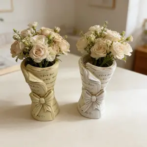 Vintage Newspaper Roll Vase, Elegant Cylindrical Decorative Vase, Durable Resin Material, Ideal for TV Stand, Fireplace Shelf, Coffee Table