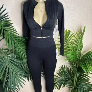 Womens Two-Piece Stretchy Pants Set in Black - Casual Style Pants and Top Ensemble