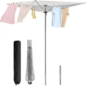 Umbrella Clothes Drying Rack, 164FT Laundry Drying Rack, 4-Arms, Collapsible Clothesline for Lawn,,Backyard, 67.52" H