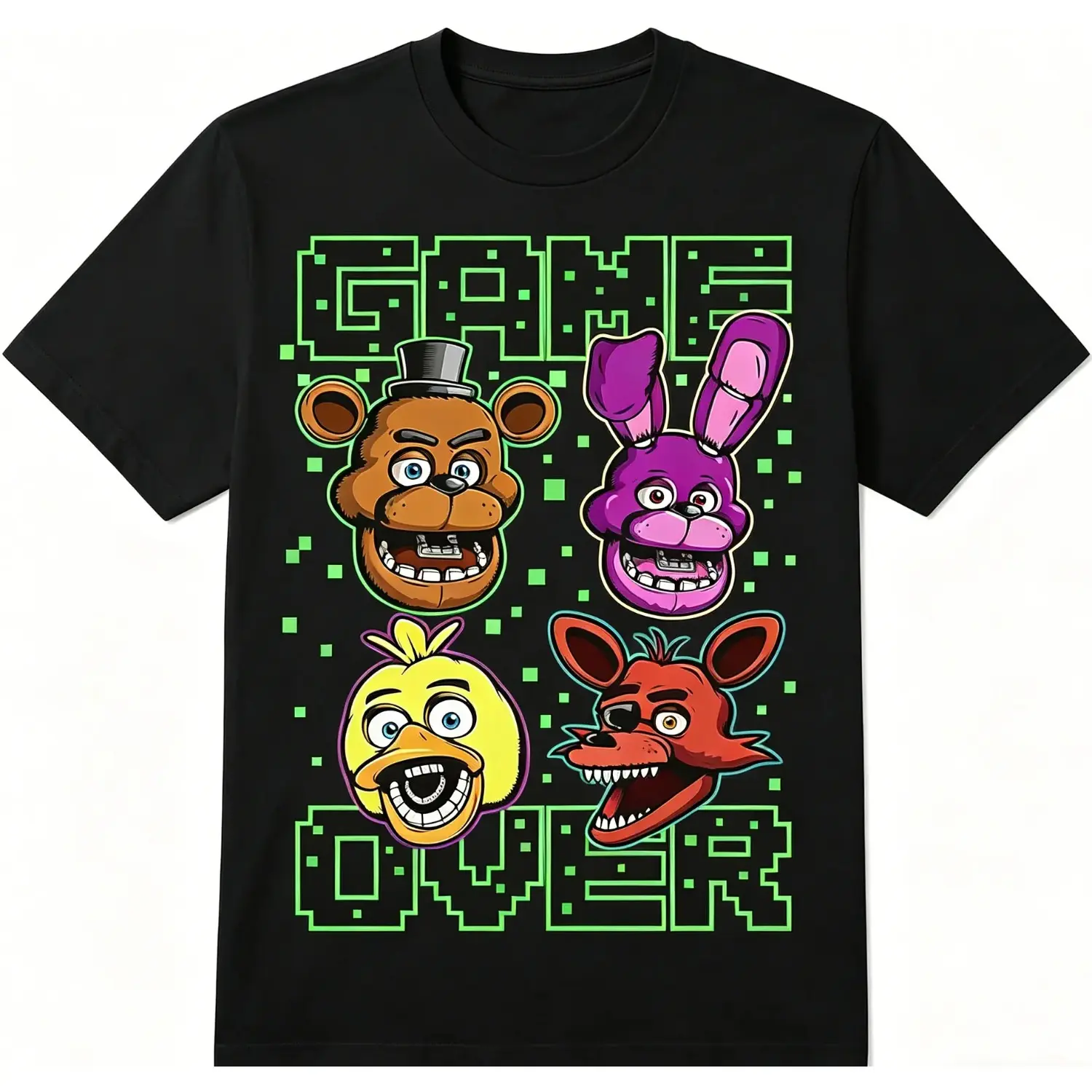 Men's Cotton 5 Nights at Freddy's (FNaF) Graphic T-Shirt - Freddybear Horror Game Fan Gift, Y2K Unisex Casual Streetwear Top