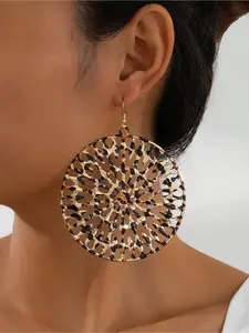 A pair of leopard-print, mesh earrings with an exaggerated yet stylish and minimalist design, perfect for the INS style, Leopard Print Statement Earrings