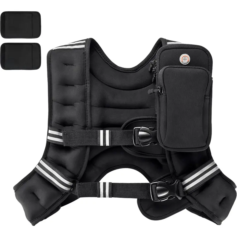 PACEARTH  Weighted  Vest ,  6Lb /  12Lb /  16Lb /  20Lb /  25Lb /  30Lb  Weight  Vest  with  Reflective  Stripe ,  Body  Weight  Vests  Adjustable  for  Men ,  Women  Workout ,  Strength  Training ,  Running ,  Walking ,  Jogging PACEARTH