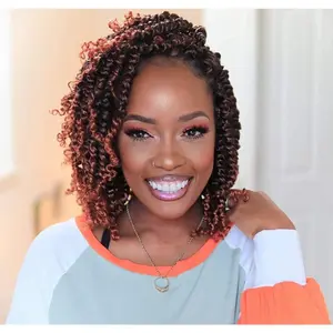 Short 8 Packs Pre-twisted Bob Passion Twist Crochet Hair with Curly Ends 10 Inch Pre looped Ombre Copper Red Passion Twists Hair 12 Roots/Pack Synthetic Crochet Braids Hair for Women T350#