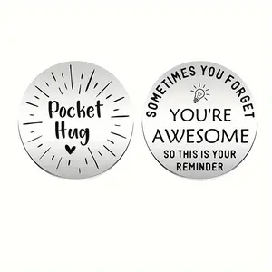 Stainless Steel Coin, 2 Counts/set Double Sided Car Pocket Hug Token, Car Decoration, Car Exterior Accessories, Car Accessory for Teenager Gift