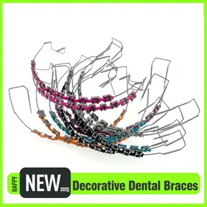 Temporary braces NEW 2025! Vibrant Easter-Themed Metallic Braces with Colorful Hooks, Wires & Ties - Orange, Blue, Black Design for Festive Smile Customization, Braces Accessories | Festive Braces | Metallic Finish Oral stylish metal durable  material