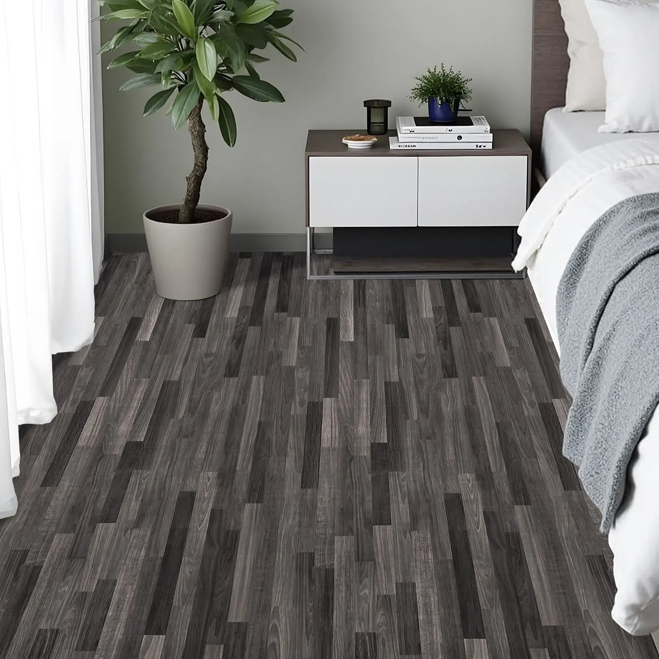 1 Roll Room Decor Gray Self-Adhesive Floor Tile Self-Adhesive Durable Vinyl Floor Sticker, Suitable for Bedroom, Kitchen, Bedroom Decor, Bathroom Stick on Tiles Wall Paper