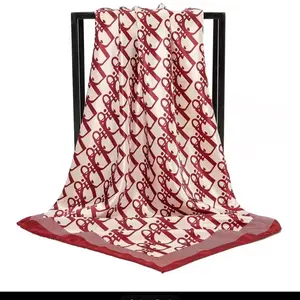 1 Pcs 90cm Ladies' Silk Scarf Vintage Fashionable Versatile Printed Silk Spring Hair Band Hijab Sunsceen Neckerchief Shawl Wraps