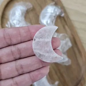 Selenite Satin Spar Mini Moon Carving