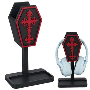 Headphone Stand for Desk, Gaming Headset Stand with Desk Organizer, Gaming Equipment Accessories for Desk, Goth Desk Decor, Desktop Headphone Holder for AirPods Max, Sony, Bose, Beats and More