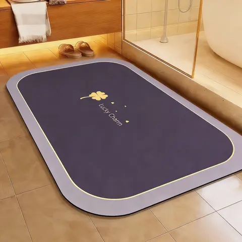 Lucky Non-Sponge Rubber Bathroom Floor Mat, Water Absorbent Bathmat, Soft Comfortable Absorbent Rug, Ideal for Bathrooms, Showers, Bedrooms, Kitchens, Easy Clean