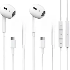 Ealitak 2 Pack USB C Headphones for iPhone 17/16/15 Pro Max Plus, Type C Earphones with Microphone & Remote Control, Noise Cancelling Earbuds for iPhone, iPad, Galaxy S23/S22/S21/S20/Ultra Note 10/20