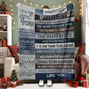 World's Best Boss Flannel Blanket Mentor Leader Definition Print Throw Blanket Appreciation Gift for Boss Manager Birthday Office Cozy Plush Blanket