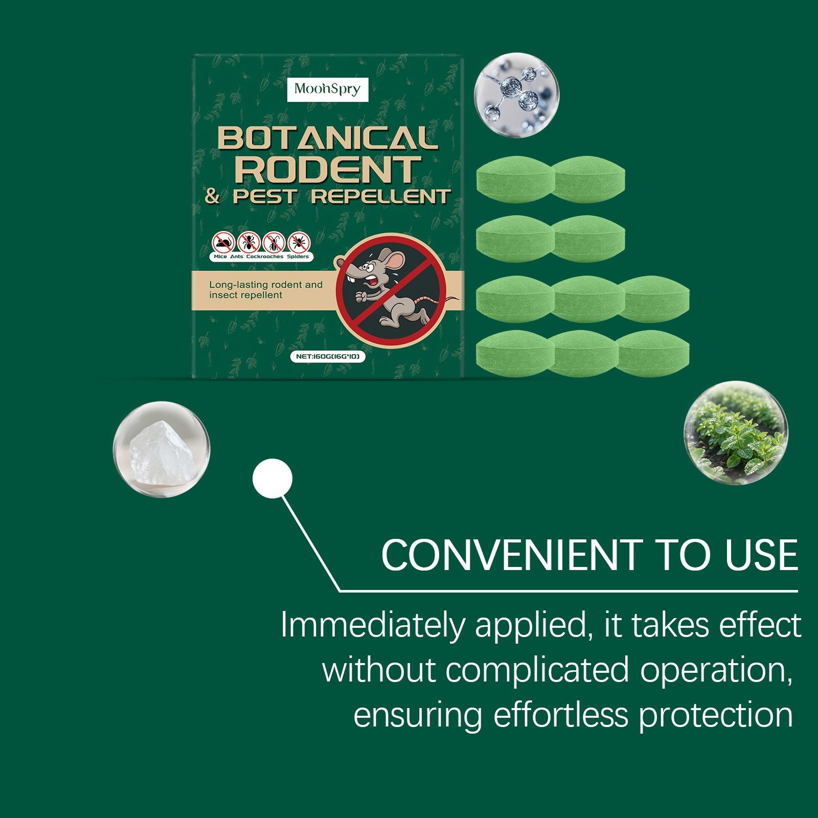 Natural Peppermint Oil Rodent Repellent 10 Pack, Botanical Mouse & Pest Deterrent for Indoors & Outdoors, Repels Squirrels, Roaches, Spiders, Pet Safe Bug Control for Home, RV & Car Engine