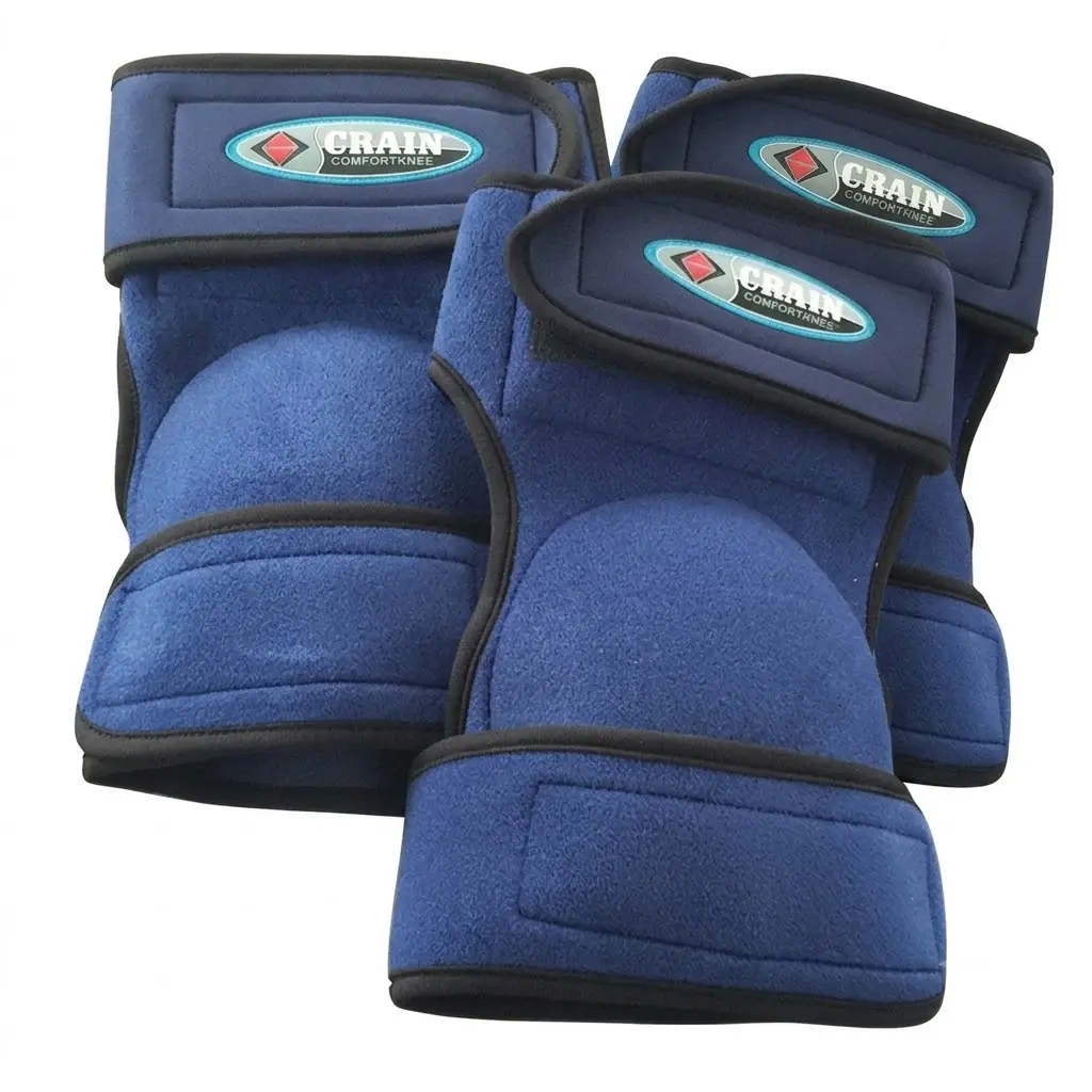 Bon Tool Crain Blue Neoprene Knee Pads. Heavy-duty synthetic rubber protective knee gear for carpet installation and flooring pros.