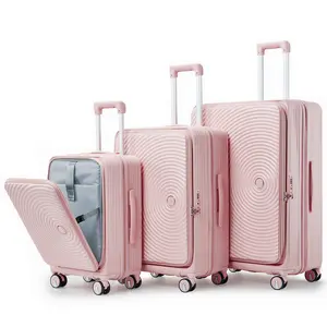 3-piece luggage set (20/24/28), expandable carry on luggage, approved by TSA airline, 100% PC hard shell and lightweight luggage, with front pocket and swivel wheels, ultra compact nesting, easy storage, suitable for both business and leisure use
