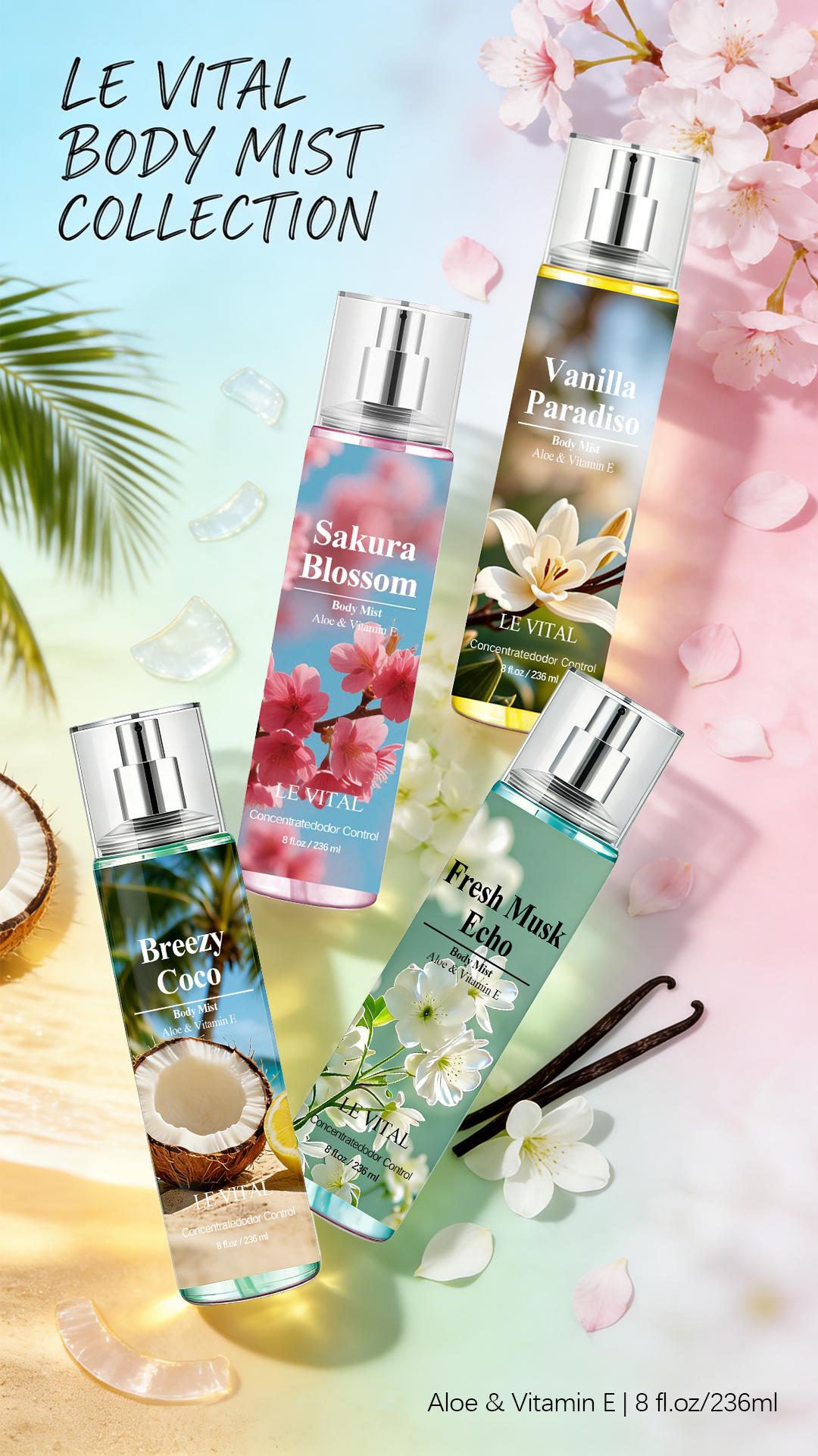 Le vital Sakura Scent Body Mist for Women | 2.5 fl oz / 75ml | Crafted for Special Occasions, This Soft and Captivating Scent Is a Must-Have for Dates and Parties