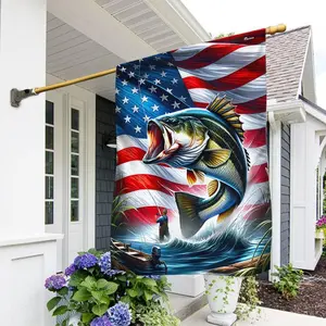 American Flag-Bass Fishing American Flag MLN2930F, Garden Flag (11.5" x 17.5")-USA Flags Premium Polyester-Decorative Indoor Outdoor Flag