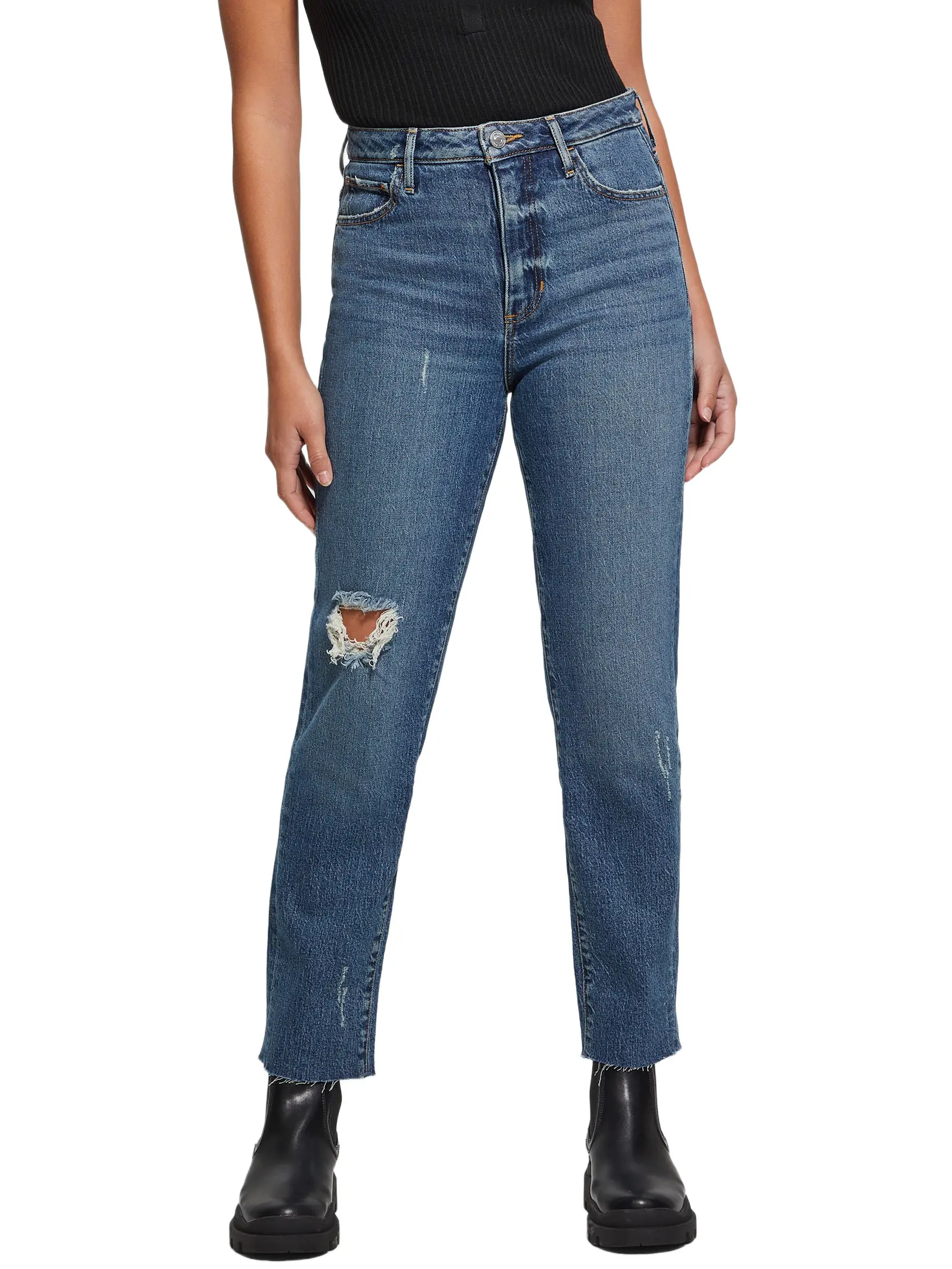 GUESS Female Eco Distressed Mom Jeans