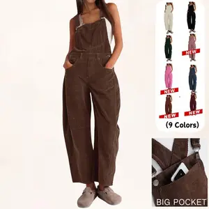 Women��s Corduroy Overall Barrel Wide-Leg Corduroy Pants from �C Adjustable Romper Jumpsuit with Pockets for Fall/Winter