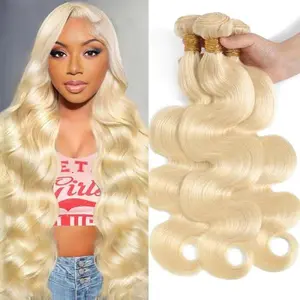 Gefily【14A】 613 Bundles Human Hair 14A Blonde Bundles Human Hair Body Wave 100% Real Human Hair  100% Unprocessed Brazilian Virgin Hair 613 Body Wave Human Hair Bundles