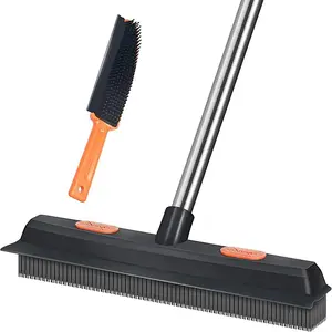 Long Handle Floor Brush, Stainless Steel Silicone Floor Brush, Pet Hair Removal Brush, Magic Carpet Brush, Pet Supplies