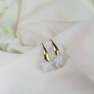 Ice Flower Crystal Earrings - Frozen Snowflakes Design