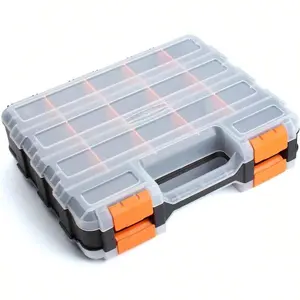Double Side Tool Organizer Small Parts Tool Box Hardware Organizer With Removable Plastic Dividers For Bead/Screws/Nuts/Nails/Bolts/B/Crafts