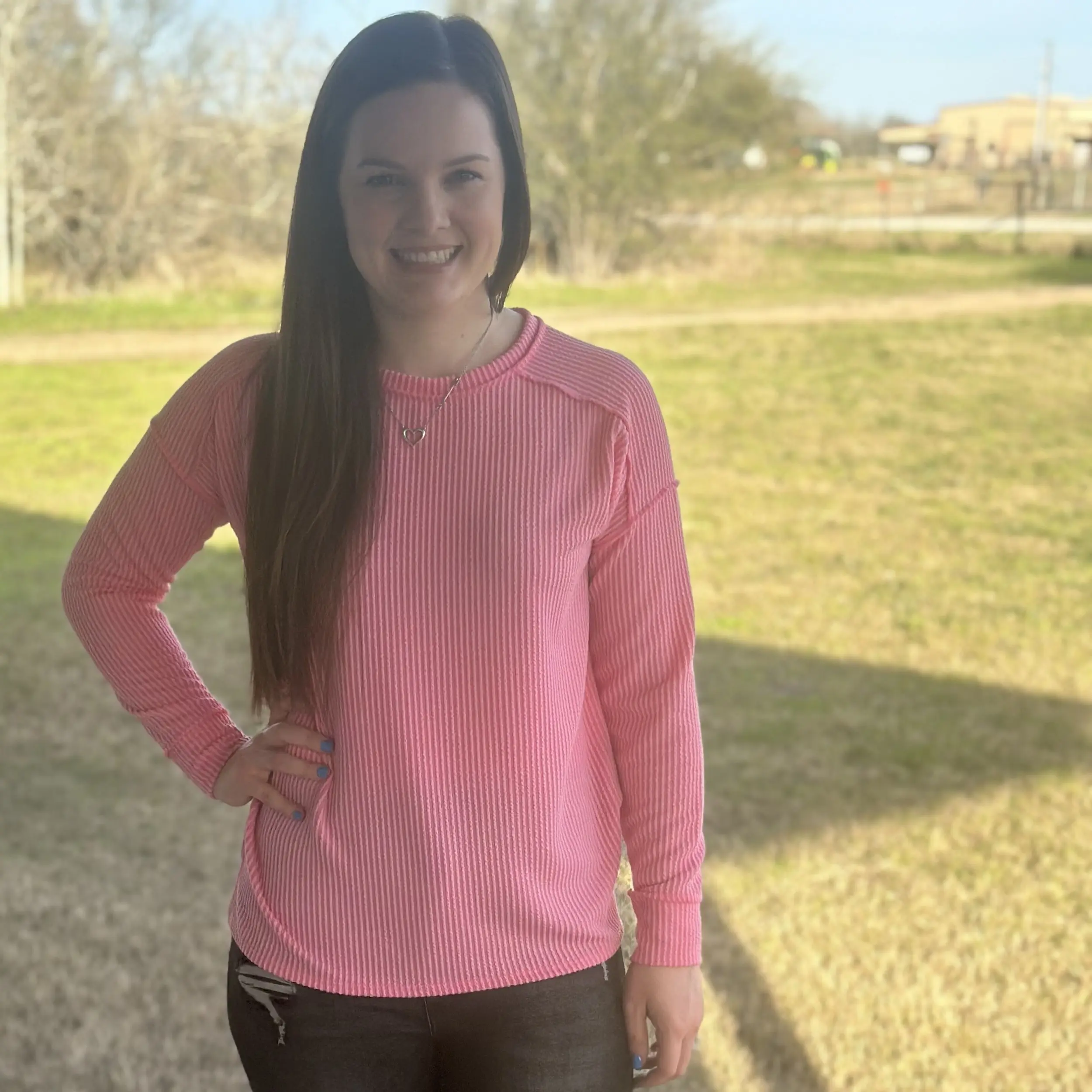 Pretty in Pink Corded Rib Sweater