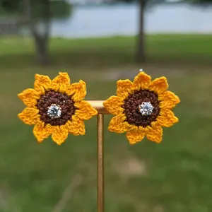 Sunflower Sunshine Crochet earrings handmade accessories
