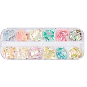 12 Colors Colorful Irregular Abalone Seashell Slices Nail Decor Nail Art Sequin