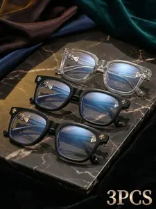 3PCS New Square Glasses, Unisex, Stylish Light Luxury Elegant Artsy Business Style Frames, Multiple Styles Available, Perfect Gift for Him, Suitable for Daily Wed Decorative Photography Glasses