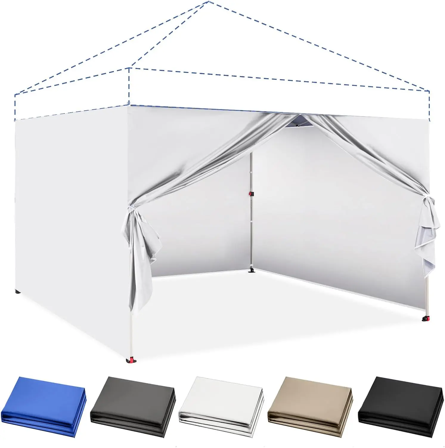 10x10 Canopy Sidewalls for Pop Up Shelter, 4 Pieces Only, Silver-Coated Waterproof Tent Sidewalls with UV Protection, White, for Outdoor Events, Tent Not Included