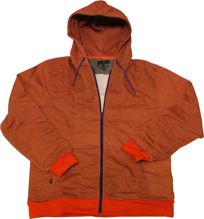 CCS Skateboard Hoodie Micro Stripe Stash Pocket Zip Orange/Grey/Purple