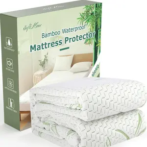 Full Size Mattress Protector Waterproof Mattress Pad Washable Bamboo Rayon Mattress Cover Breathable Noiseless Bed Protector 5" - 21'' Elastic Fitted Deep