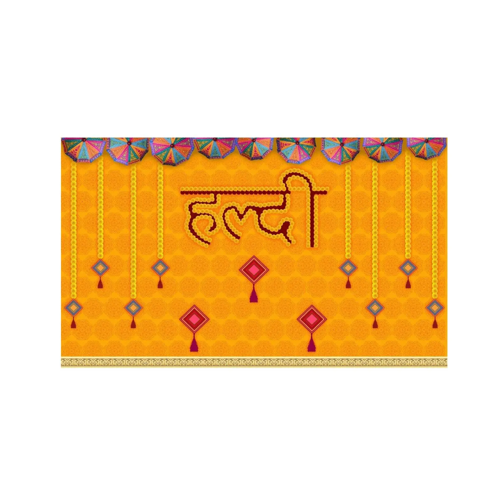 5x8 Feet Fabric Reusable Haldi Ceremony Backdrop Banner (1293)