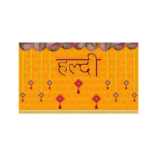 5x8 Feet Fabric Reusable Haldi Ceremony Backdrop Banner (1293)