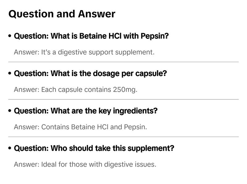 Betaine HCl with Pepsin 250mg