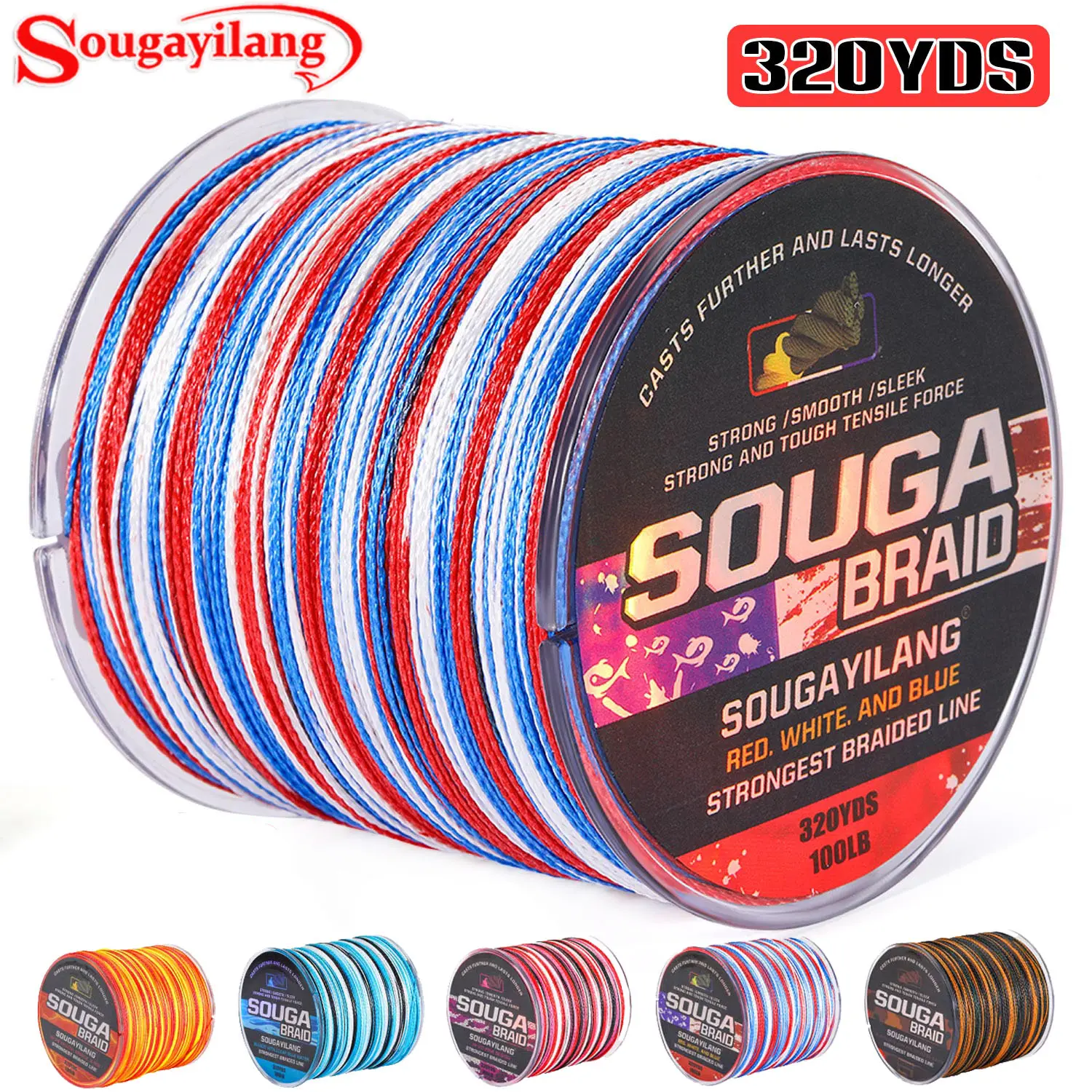 Sougayilang 320YDS super strong fishing line, 4-strand multi wire PE wear  resistant braided wire, 10 -100 LB smooth long castingFor outdoor - TikTok  Shop