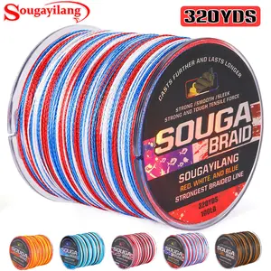 Sougayilang 320YDS super strong fishing line, 4-strand multi wire PE wear resistant braided wire, 10 -100 LB smooth long casting，For outdoor