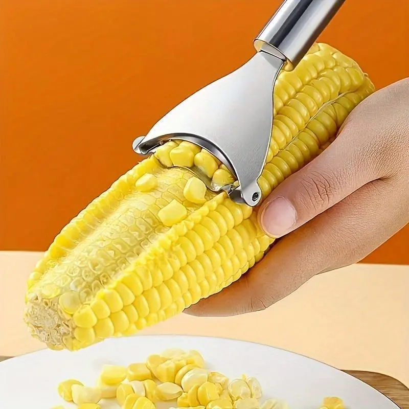 Heavy-Duty Stainless Steel Corn Peeler & Stripper - Heavy-Duty Serrated Corn Shaver with Cob Remover, Peeler, Planer & Thresher - Easy-to-Use Kitchen Tool for Corn, Peas, Beans ( & Commercial Use) - 430 Stainless Steel)