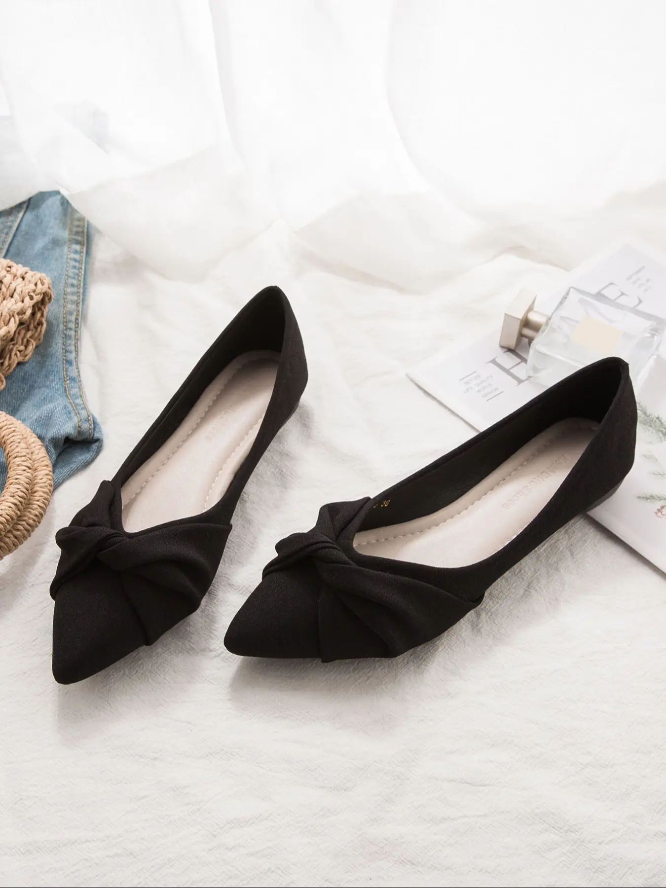Women's Open Toe Flat Shoes, Comfortable Soft Sole Pointed Toe Flats, French Style Versatile Elegant Women's Shoes, Slip-On Work Shoes, Casual Flats, Versatile Fashion Shoes