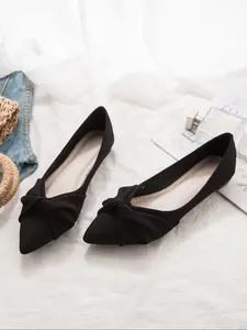 Women's Open Toe Flat Shoes, Comfortable Soft Sole Pointed Toe Flats, French Style Versatile Elegant Women's Shoes, Slip-On Work Shoes, Casual Flats