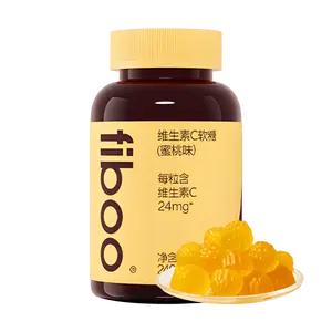 FIBOO Vitamin C Gummies 4g 60 Count Peach Flavor Natural Berry Antioxidant Boost Energy Immunity Support