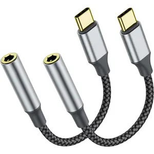 USB-C to 3.5mm Headphone Jack Adapter, Type-C to 3.5mm Aux Adapter Compatible with  17 Pro Max/17 Pro, 16/15 Pro Max, 16/15 Pro, Galaxy S22/S21/S20 Ultra/Note 20 and  (2, Black)