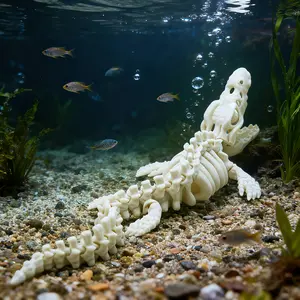 Canglong Skeleton Ornament, Aquarium/desk Dark Style Decoration, Bendable Joints, High Fidelity Bone Texture, Waterproof Durable Material, Fish Tank