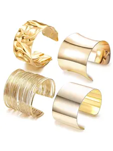 4 Piece Open Bracelets Set, Simple Style, Versatile Accessory for All Occasions, Perfect Gift Choice