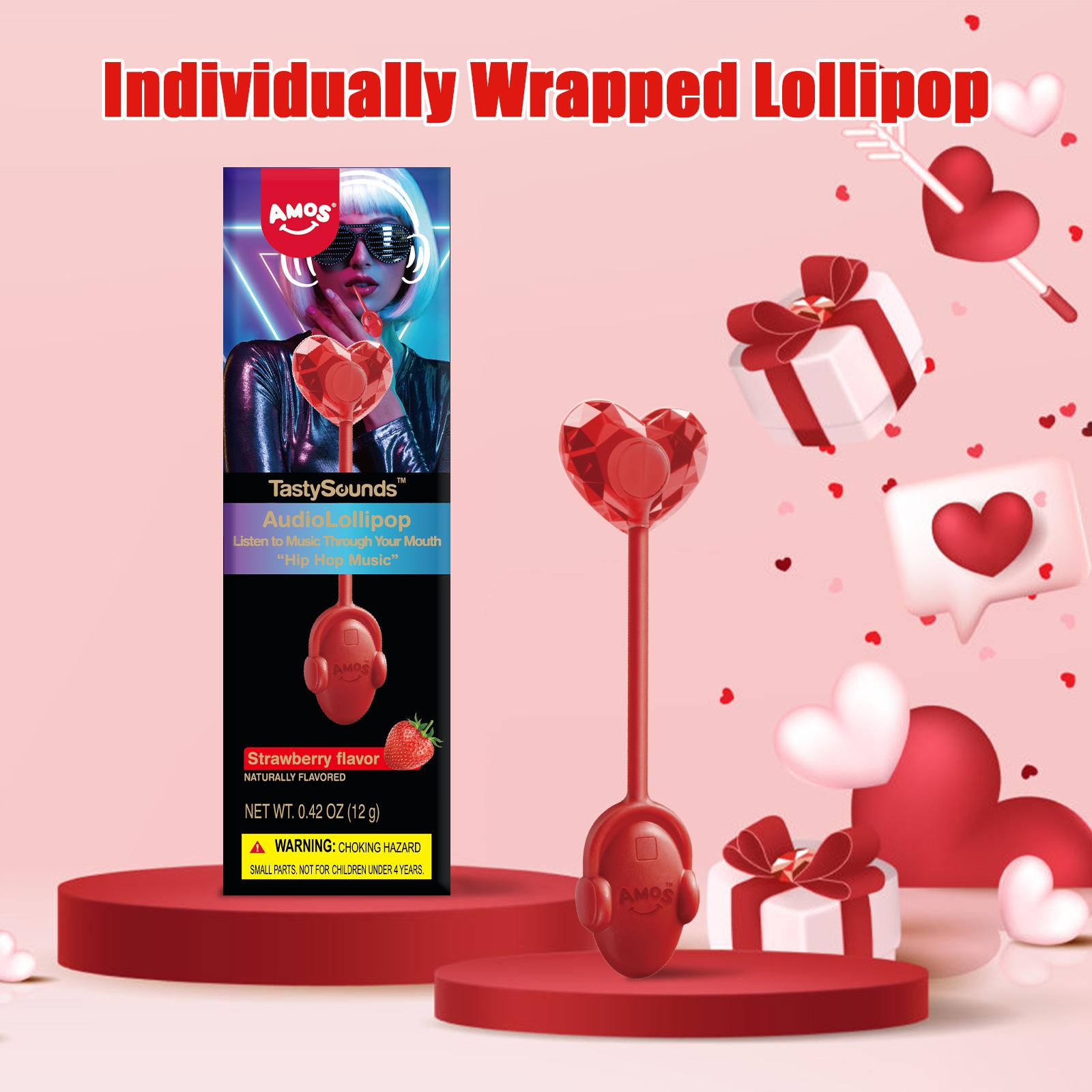 Amos TastySounds Music Lollipops – Sugar-free heart-shaped candies with bone conduction music tech | K-pop inspired Strawberry, Blueberry, Watermelon, Blackberry Fallontonight lollipop star Amos TastySounds Music Lollipops – Sugar-free heart-shaped candies with bone conduction music tech | K-pop inspired Strawberry, Blueberry, Watermelon, Blackberry Fallontonight lollipop star