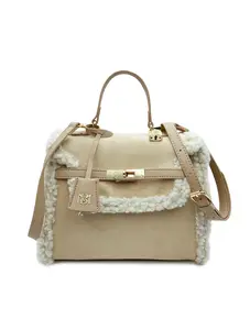 Badgley Mischka Shearling Trim Satchel