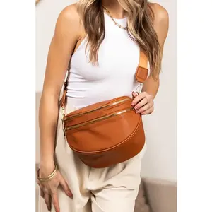 Aili's Corner Sabrina Double Zip Leather Crescent Sling