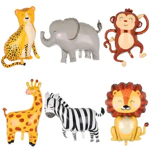 Jungle Safari Animal Balloons Birthday Party Decorations Giant Safari Balloon For Boy Wild One Theme Zoo Monkey Elephant Zebra Leopard Crocodile Giraffe Shaped